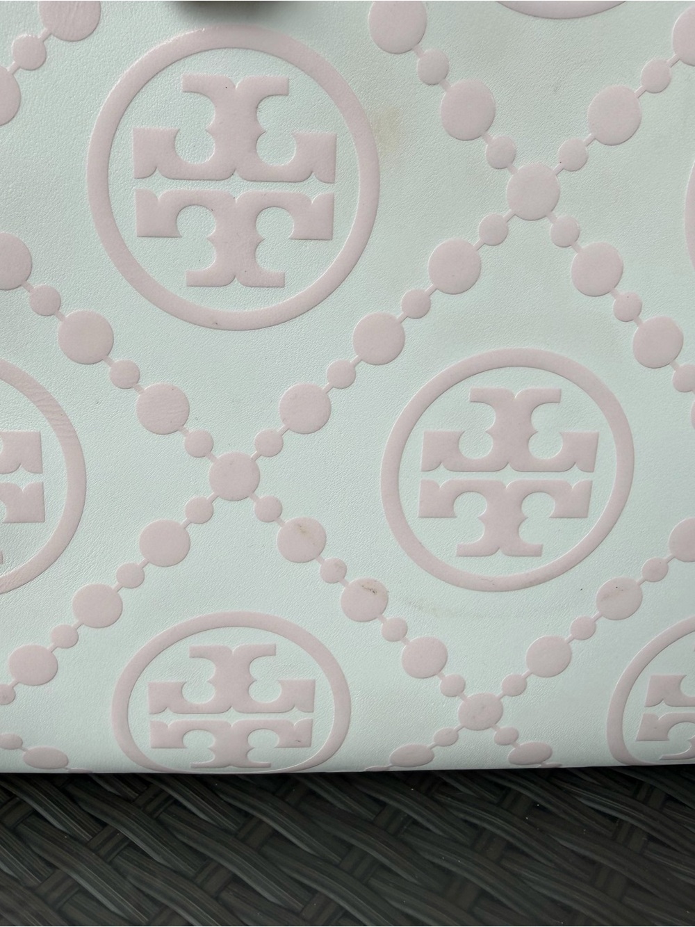 Tory Burch Light Pink Logo Print Satchel with Tan Handles - Picture 4 of 10